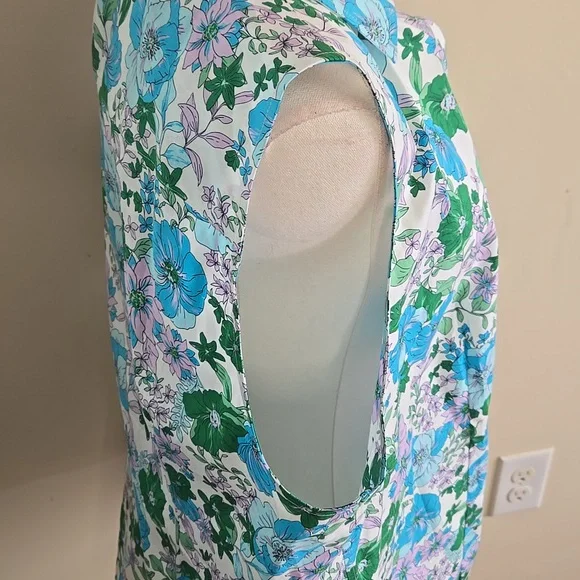 Talbots Floral Non Iron Sleeveless Shirt Spring Easter Classic Preppy - Picture 4 of 9